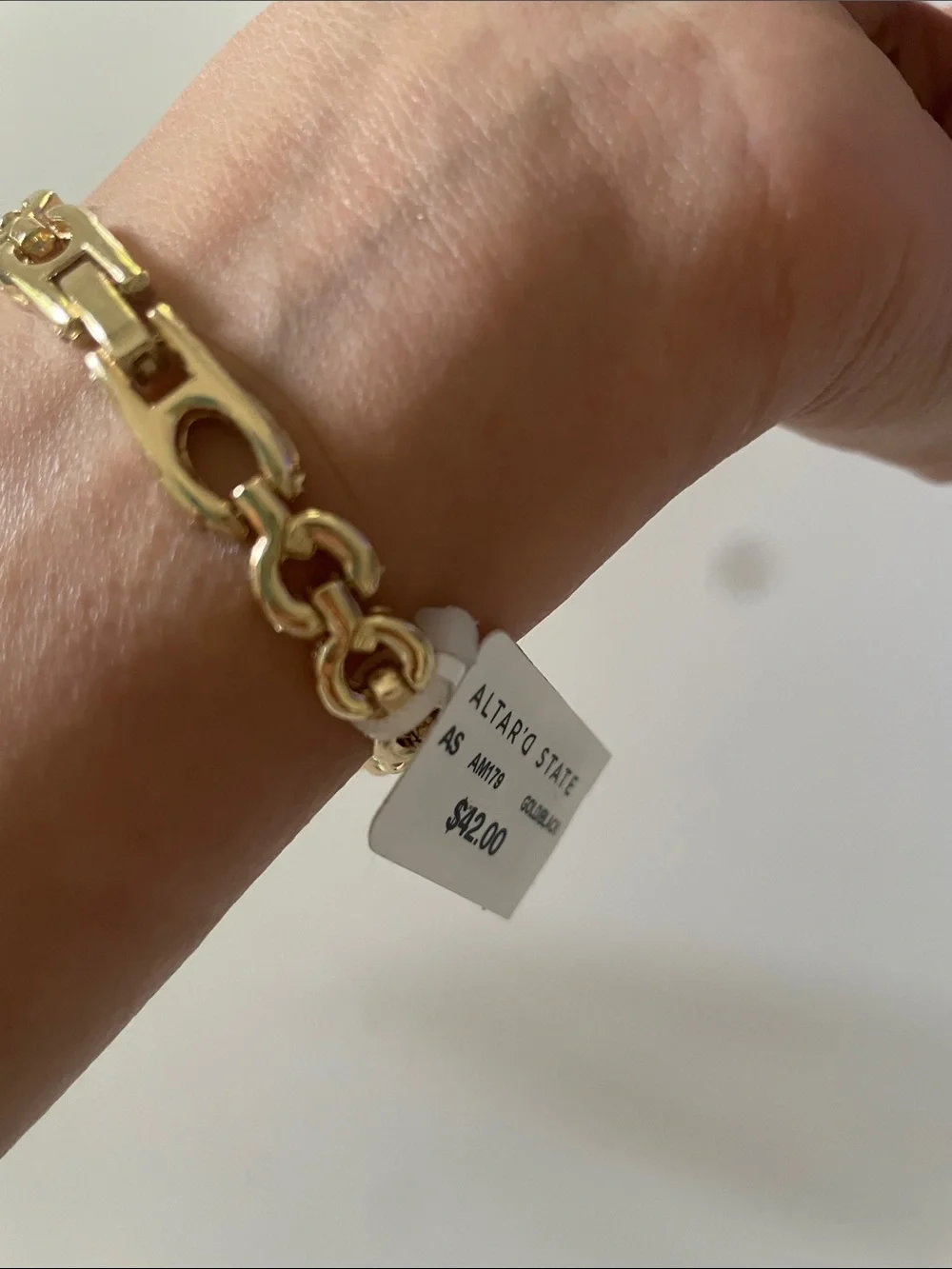 Altar'd State Gold Link Bracelet Watch with Black Dial